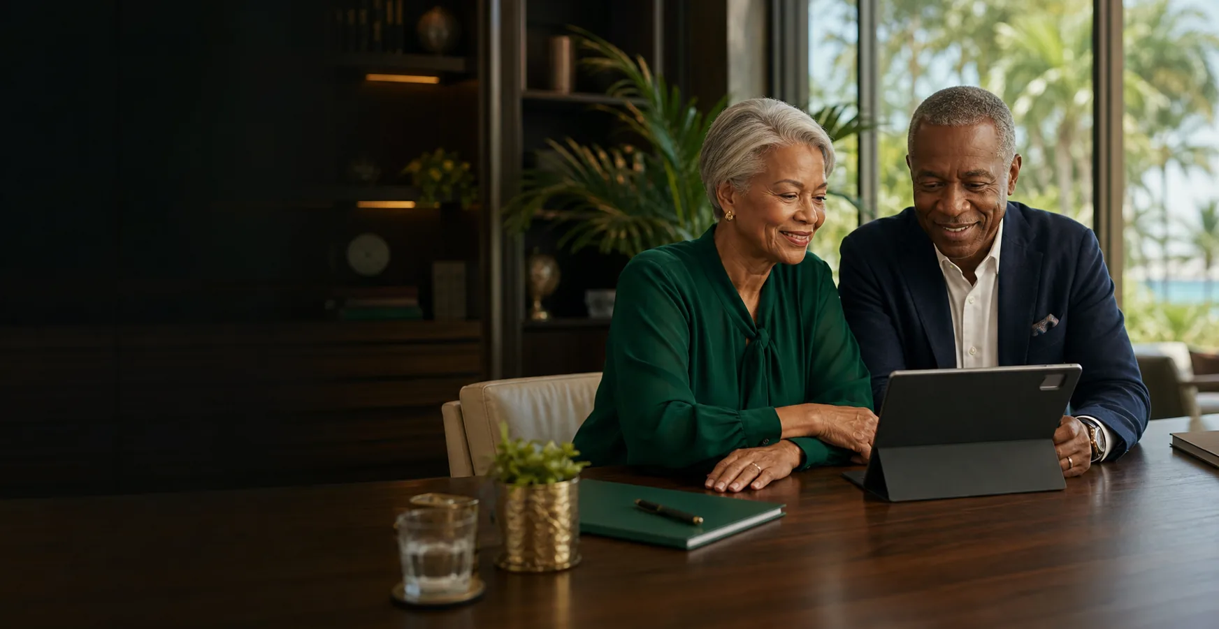 Older couple reviewing a private wealth plan
